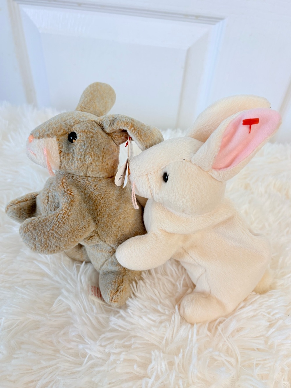 Vintage 1998 Ty Beanie Babies Rabbits Nibbly and Nibbler